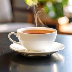 Obraz premium Hot tea in a white cup (1)