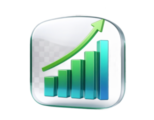 Green Arrow And Bar Chart Indicating Business Growth And Positive Trends On Isolated Transparent Background