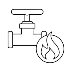 Stylized icon depicting a valve with a heatwave and flame representing thermal control and energy