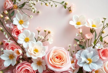 Delicate floral arrangement, soft pastel tones, romantic maternity/wedding backdrop, wedding, image