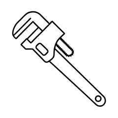 Simple outline illustration of a pipe wrench tool suitable for mechanical or diy projects