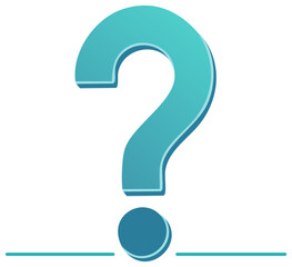 Bold 3D Teal Question Mark with Gradient Highlights and Simple Line Accent