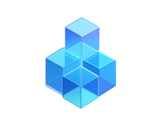 Isometric Blue And Cyan Translucent Cubes Cluster Representation Of Data Storage Isolated Transparent Background