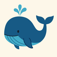 Illustration of a delightful blue whale cartoon illustration, capturing the essence of marine life with its cute design and cheerful expression, perfect for childrens artwork and