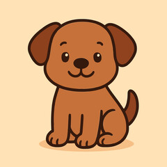 Illustration of a cute cartoon puppy is sitting and looking friendly, perfect for illustrating petrelated content, childrens books, and designs that need a touch of warmth and charm