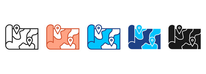 Map Icon Set Multiple Style Collection