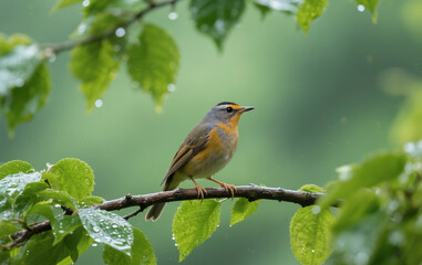 robin perched on a branch