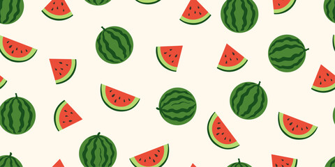 Vintage seamless pattern watermelon. Trendy hand drawn texture. Modern abstract design for paper, cover, fabric., textile