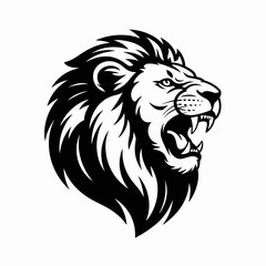 Obraz premium Majestic Fierce Roaring Lion Head Emblem Symbolizing Power Courage Strength and Dominance