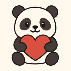 Illustration of a cute panda bear holding a red heart, a charming illustration of love and affection, perfect for valentines day, romantic greetings, and heartfelt messages a sweet cartoon