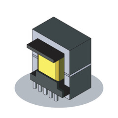 Isometric electronic component vector resembling a transformer or inductor. Ideal for electronics, engineering, automation, or circuit design visuals.