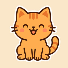 Illustration of a cute cartoon cat with a happy expression, perfect for childrens illustrations, petthemed designs, and kawaiistyle graphics, this adorable feline brings joy to any project