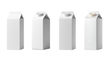 Four blank carton juice boxes