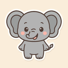 Illustration of a cute cartoon elephant winking, a cheerful and colorful illustration isolated on white background, perfect for childrens designs and playful themes, vibrant and artistic