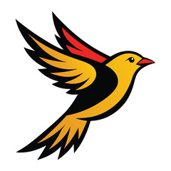 Solid color Western Tanager flying animal vector design