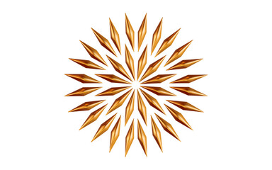 Fototapeta premium Golden 3D geometric starburst pattern – radiant symmetrical spikes with metallic texture for modern design, wallpaper, digital art, and branding