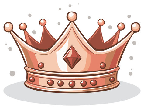recommend clip art: Shiny rose gold royal crown illustration with a center diamond gem