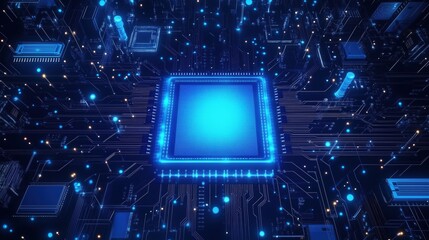 Futuristic Circuit Board with Central Processor