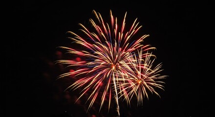 Fototapeta premium Fireworks display celebration event pyrotechnics new year's eve festive show colorful explosion at night sky
