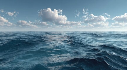 Fototapeta premium Calm ocean waves under a partly cloudy sky