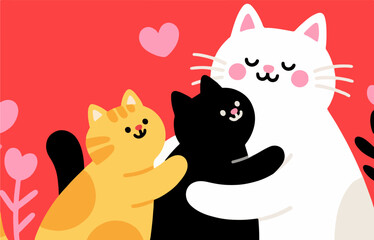 Cute cat, exquisite vector pattern.