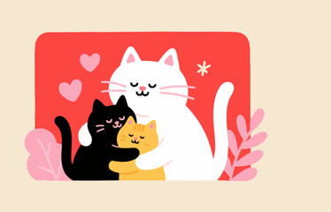 Cute cat, exquisite vector pattern.