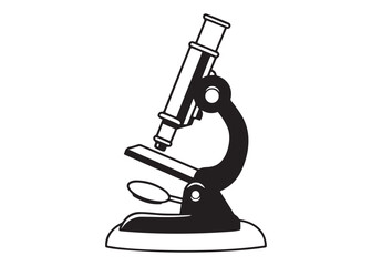 Microscope Illustration in Simple Style on Clean White Background.