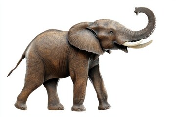 Fototapeta premium Large African Elephant Walking with Trunk Raised