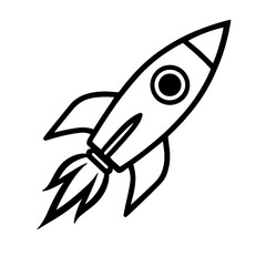 Rocket Launch Icon Line Art Vector - Symbol of Startup, Innovation, and Speed