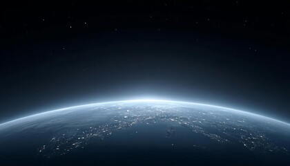 Fototapeta premium Stunning view of Earth from space with glowing atmosphere.
