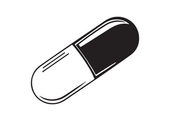 Capsule Pill Silhouette Vector for Pharmaceutical, Medication, and Modern Healthcare Icon Design.