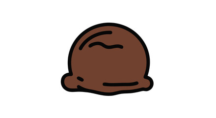 Chocolate ice cream scoop digital illustration, perfect for a sweet treat themed design, cartoon dessert icon, isolated against white background