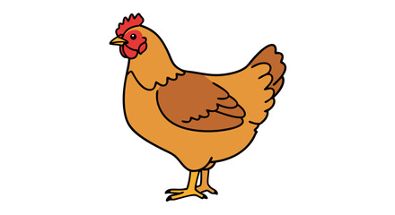 Fototapeta premium A delightful cartoon chicken illustration with a cheerful disposition and vibrant colors suitable for children's media