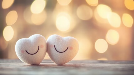 Fototapeta premium happiness with glowing hearts and a bright, uplifting atmosphere, soft blurred background