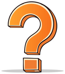 Stylized 3D Orange Question Mark with Shadow