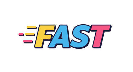 Vibrant Animated Word 'Fast' Displaying Speed, Agility and Quick Delivery, Ideal for Technology and Sports promotion