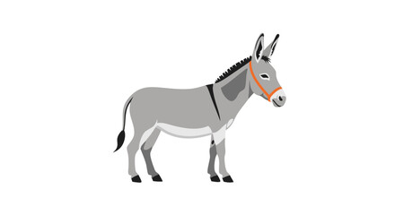 Obraz premium Illustration of a Gray Donkey with Orange Bridle on a Clean White Background Scene