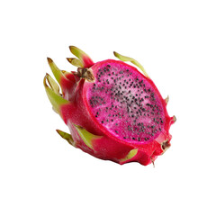 Vibrant Half of a Dragon Fruit Isolated on Black Background