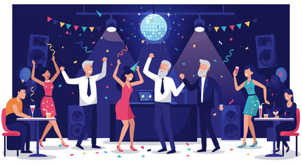 Vibrant celebration capturing the essence of a lively party with diverse individuals enjoying a fun night, perfect for expressing joy and togetherness