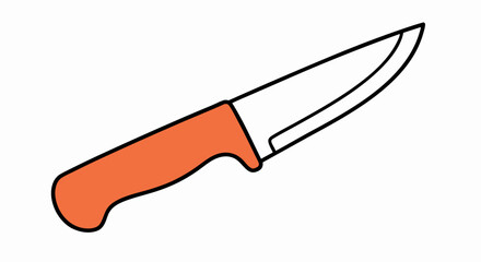 Stylized knife illustration with vibrant orange handle and clean white blade isolated on a white backdrop