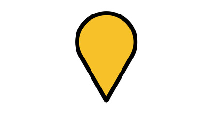 Stylized Yellow Location Icon with Black Outline on Clean White Background Visualization