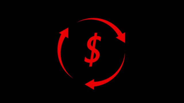 Rotating animation of green recycle symbol on black background. Alpha channel included