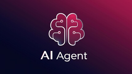 AI Agent assistance concept, AI concept logo featuring a brain and "AI Agent" text.