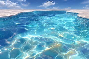Sparkling Pool on a Sunny Day with Clear Water with Reflections  Leisure Concept.