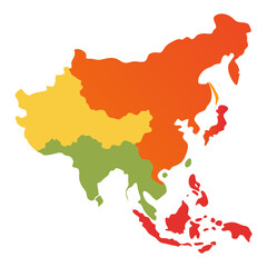 Obraz premium Colorful map of asia divided into regions