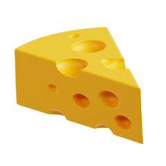 PNG 3D Swiss Cheese Wedge Illustration Isolated on a White Background