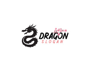  Japanese Dragon with Flowers Logo