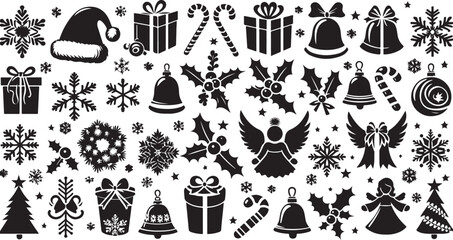 This seamless floral pattern vector illustration features vintage flower elements and retro art decoration silhouettes, perfect for wallpaper design or heraldic Christmas ornament sets