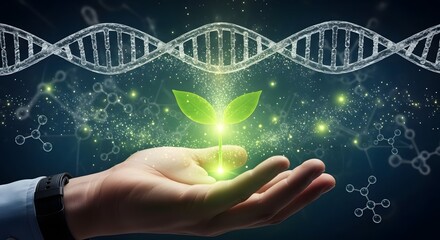 Digital of Virtual analysis chromosome DNA test of human in situations disease COVID-19 virus on hands in 3D illustration. Of free space for texts and creativity