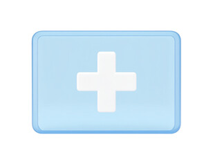 Fototapeta premium Blue Square Icon with White Plus Sign on a Transparent Background for Design Elements